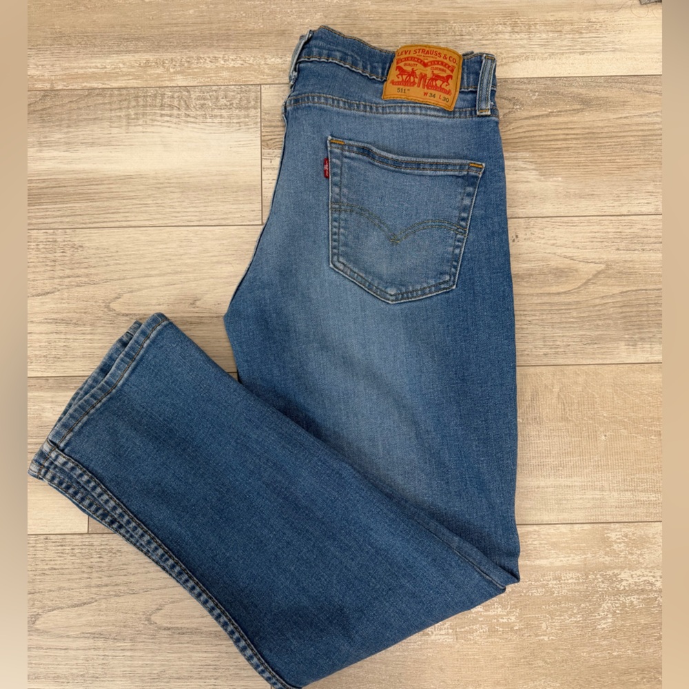 Levi's 511 Slim Fit Men's Denim Jeans Light Blue Wash 34x30 - Picture 3 of 5